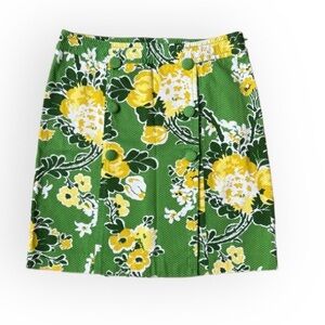 Talbots Cotton Pique Green, Yellow and White Floral Skirt Size 12P